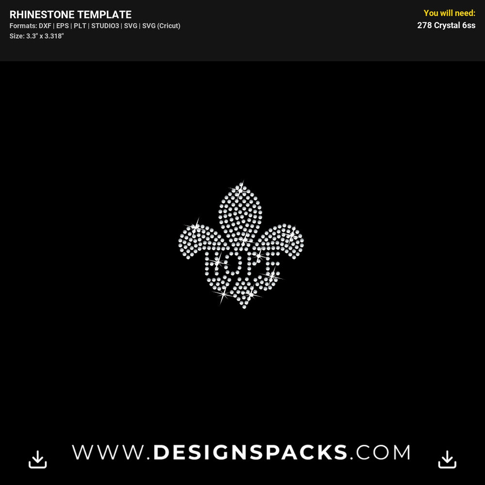 Hope Fleur De Lis Logo Rhinestone Digital Template