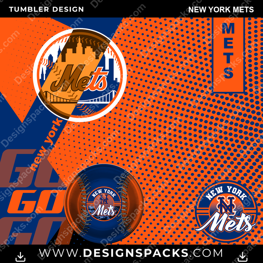 Baseball GO New York Mets Tumbler Digital Wrap Design