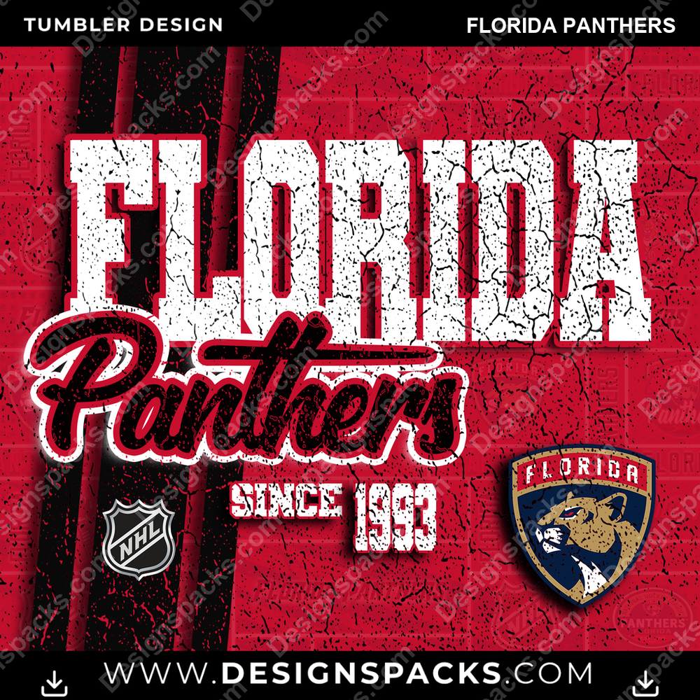 Hockey Grunge Florida Panthers Tumbler Digital Wrap Design