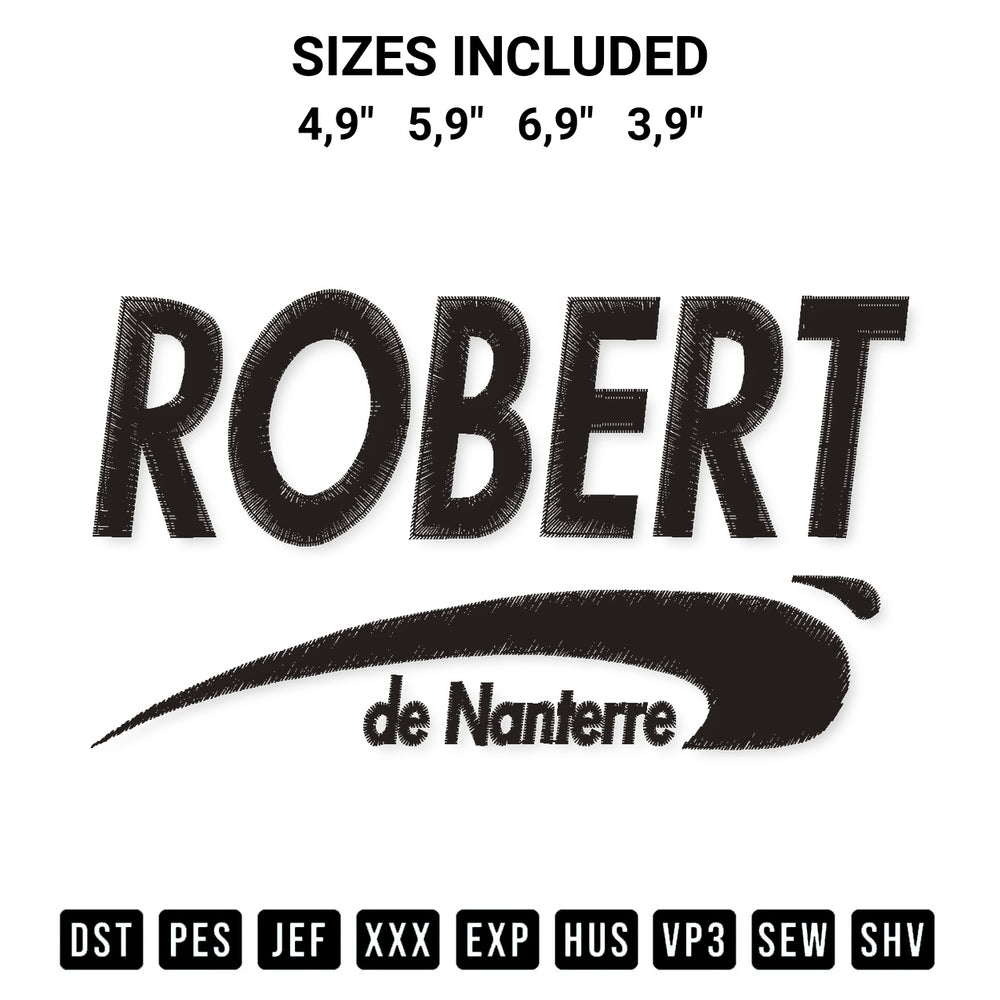Download the Nike Robert De Nanterre Logo Embroidery Design machine embroidery design exclusively at Designspacks.com. Premium digitized pattern for apparel and DIY crafts. Available sizes: 4,9", 5,9", 6,9", 3,9".