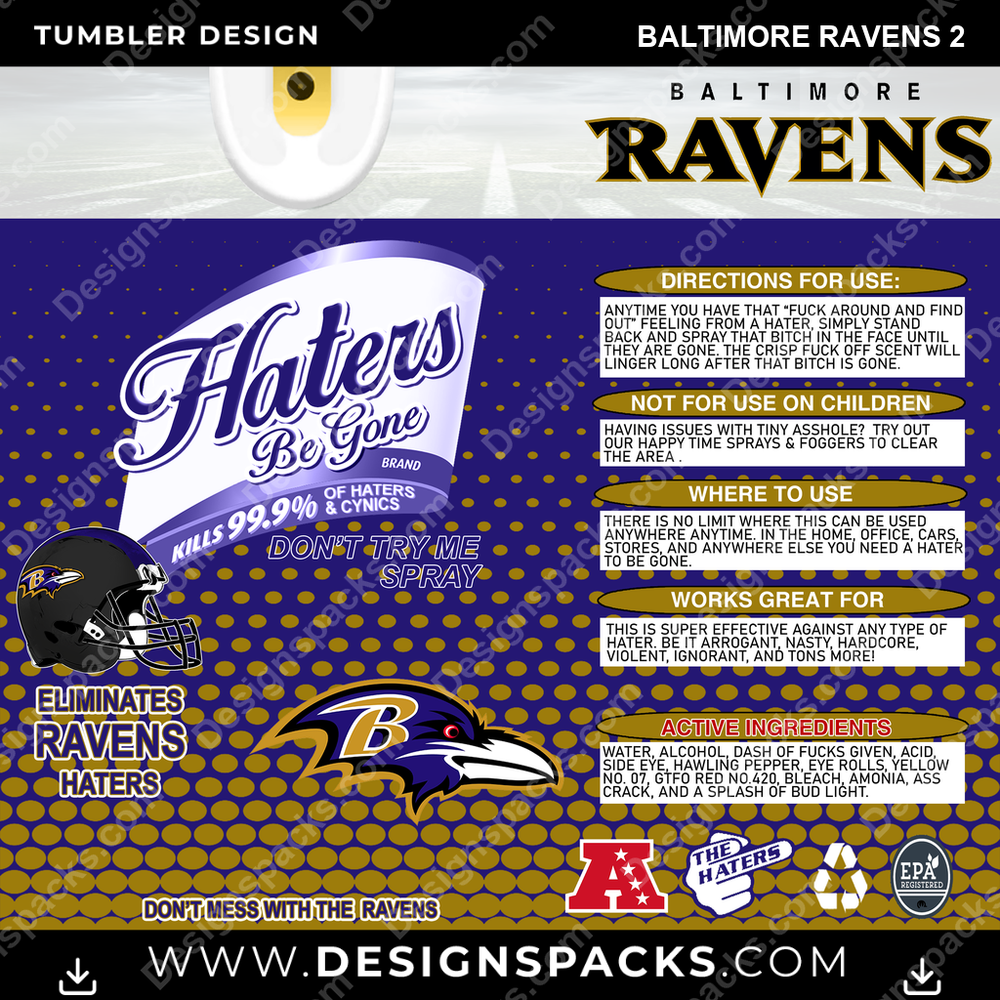 Football Haters Be Gone Baltimore Ravens 2 Tumbler Digital Wrap Design