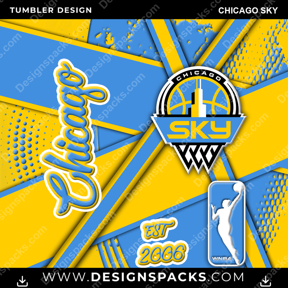 Basketball Team Sport Chicago Sky Tumbler Digital Wrap Design