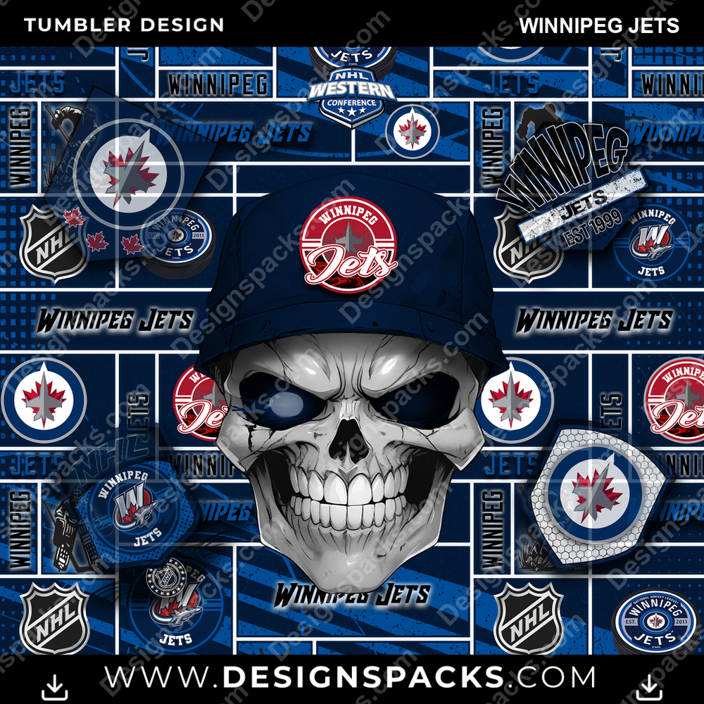 Hockey Skull Winnipeg Jets Tumbler Digital Wrap Design