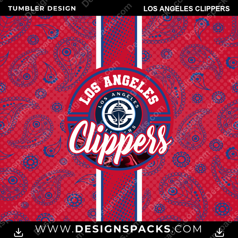 Basketball Handkerchief Los Angeles Clippers NBA Basketball Tumbler Digital Wrap Design Download