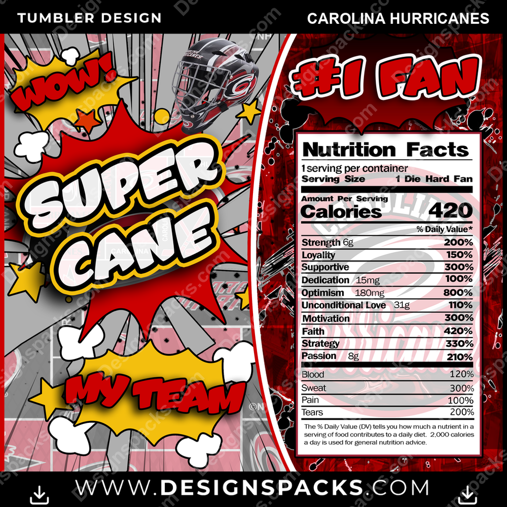 Hockey Super Team Carolina Hurricanes Tumbler Digital Wrap Design