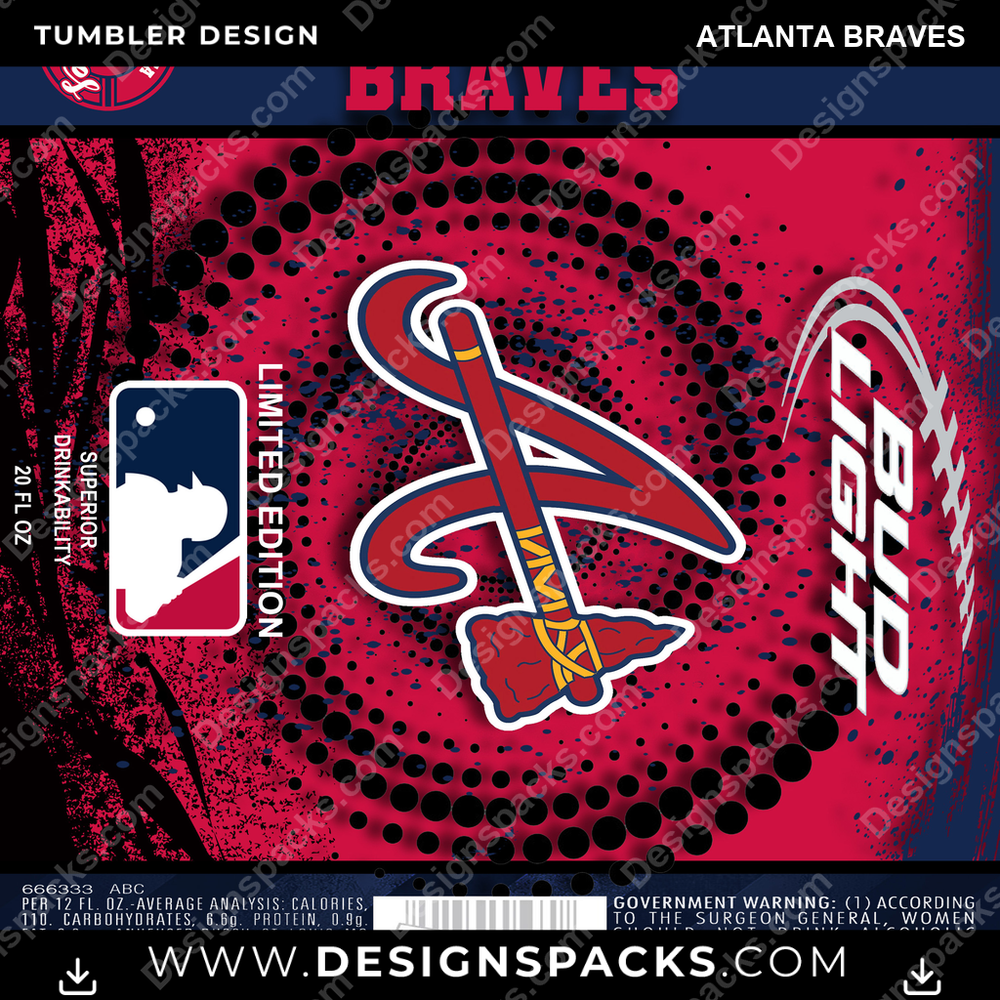 Baseball Bud Atlanta Braves Becher Digitales Wrap Design