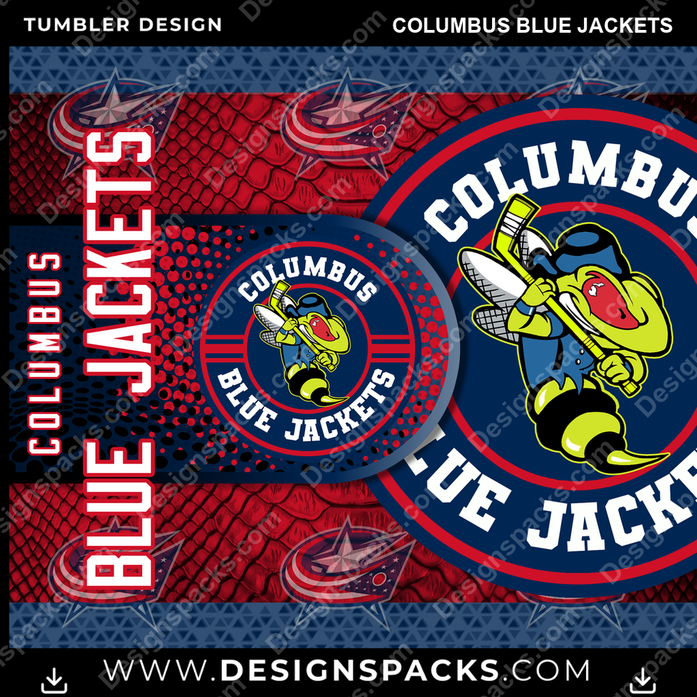 Hockey Hyper Columbus Blue Jackets Tumbler Digital Wrap Design