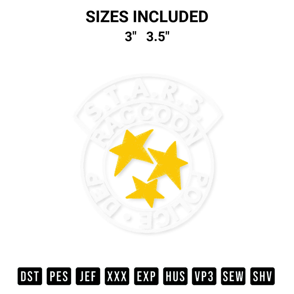 Elevate your next project with our Raccoon City Stars Embroidery Design embroidery file. Shop high-quality digital patterns instantly at Designspacks.com. Available sizes: 3", 3.5".