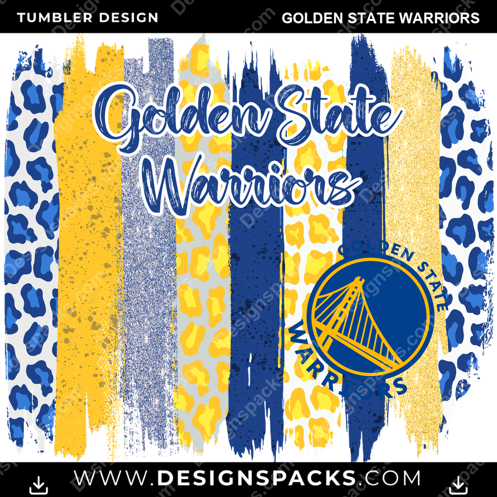 Basketball Brush Strokes Golden State Warriors NBA Basketball Tumbler Digital Wrap Design Download