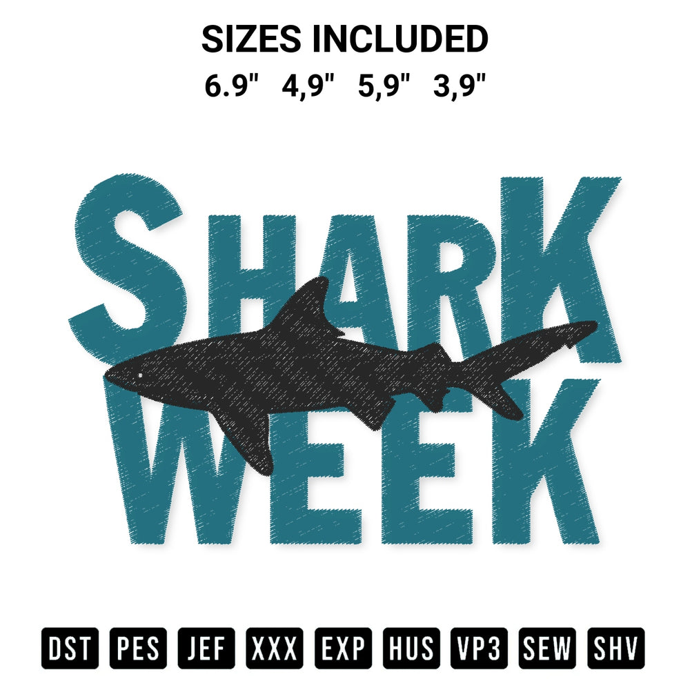 Elevate your next project with our Shark Week 2022 Passion For Sharks Ocean Shark Week Logo Embroidery Design embroidery file. Shop high-quality digital patterns instantly at Designspacks.com. Available sizes: 6.9", 4,9", 5,9", 3,9".