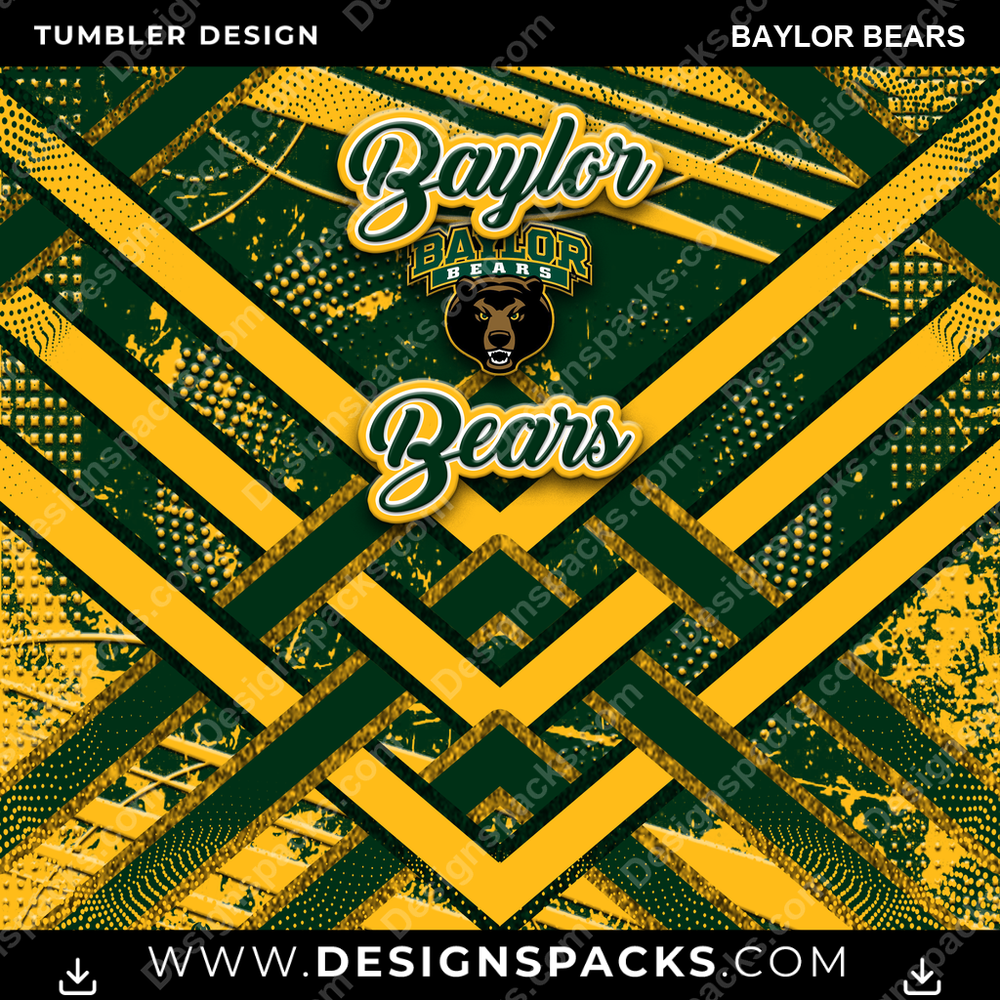 College Sport Glitter Stripe Baylor Bears Tumbler Digital Wrap Design
