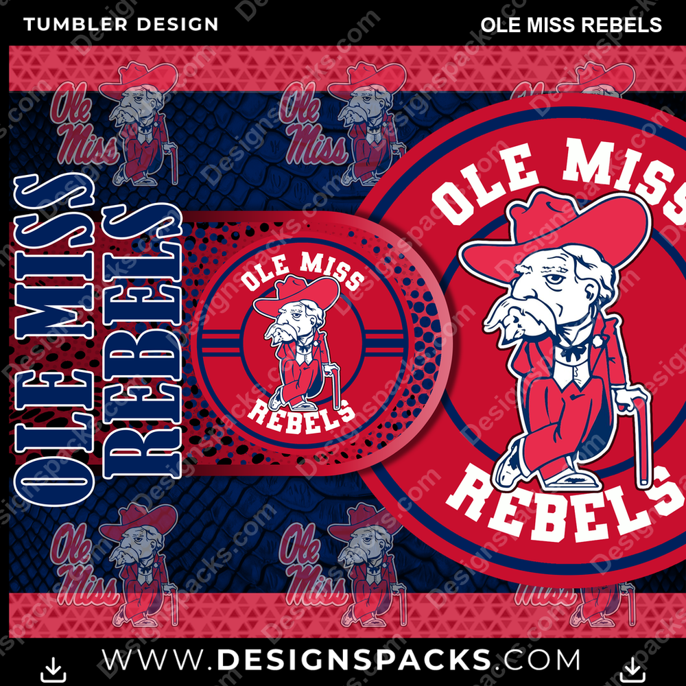 College Sport Hyper Ole Miss Rebels Tumbler Digital Wrap Design