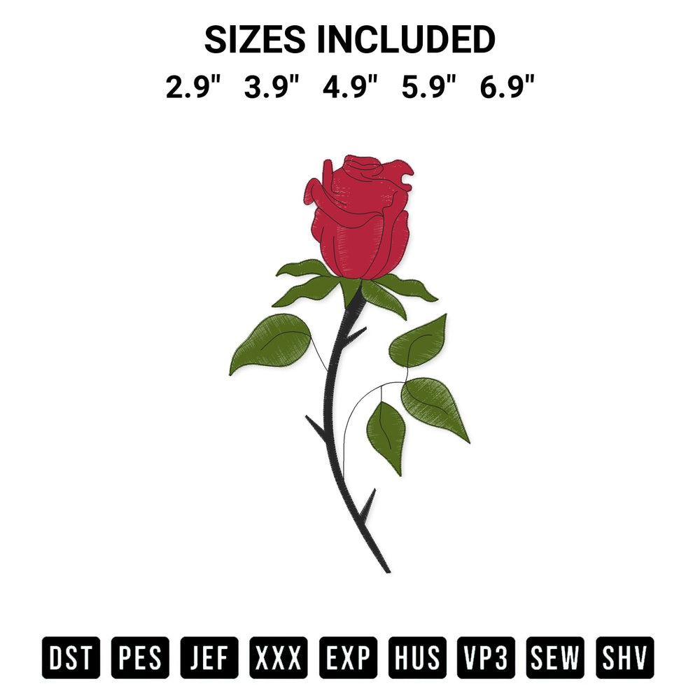 Download the Rose Flower Embroidery Design machine embroidery design exclusively at Designspacks.com. Premium digitized pattern for apparel and DIY crafts. Available sizes: 2.9", 3.9", 4.9", 5.9", 6.9".