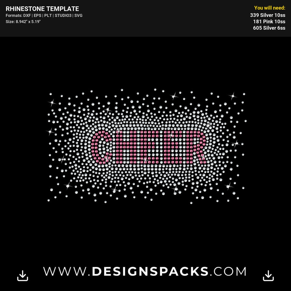 Cheer Super Sparkle Rhinestone Digital Template
