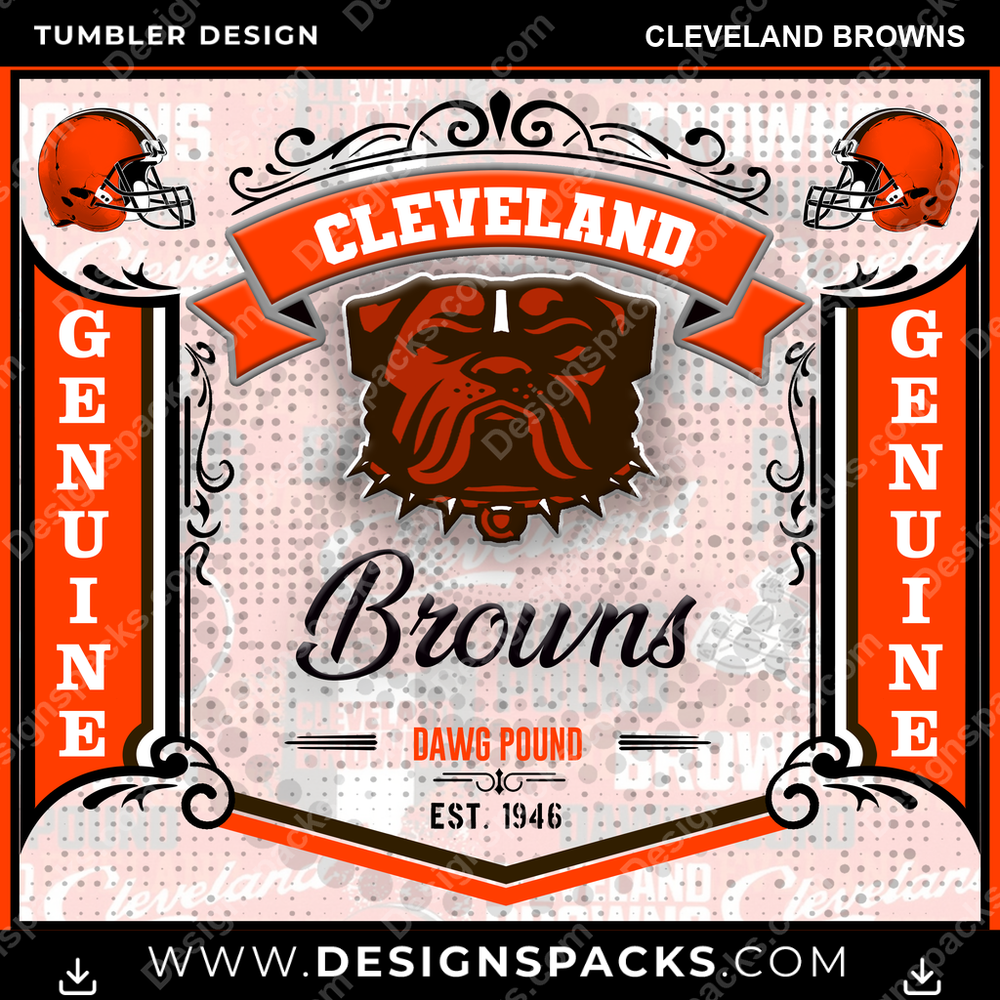 Football Bud Cleveland Browns NFL Football Tumbler Digital Wrap Design Download