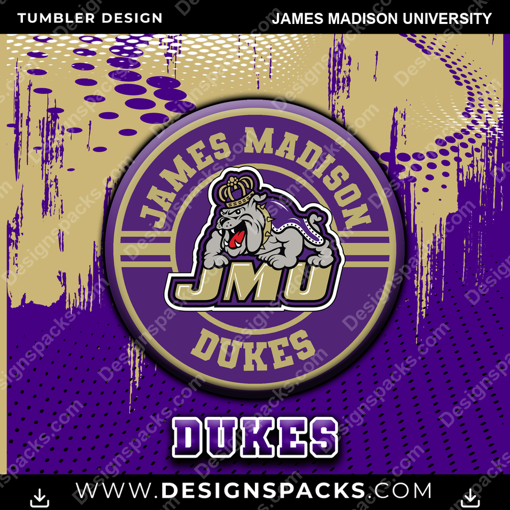 College Sport Dot Logo James Madison University NCAA College Sport Tumbler Digital Wrap Design Download