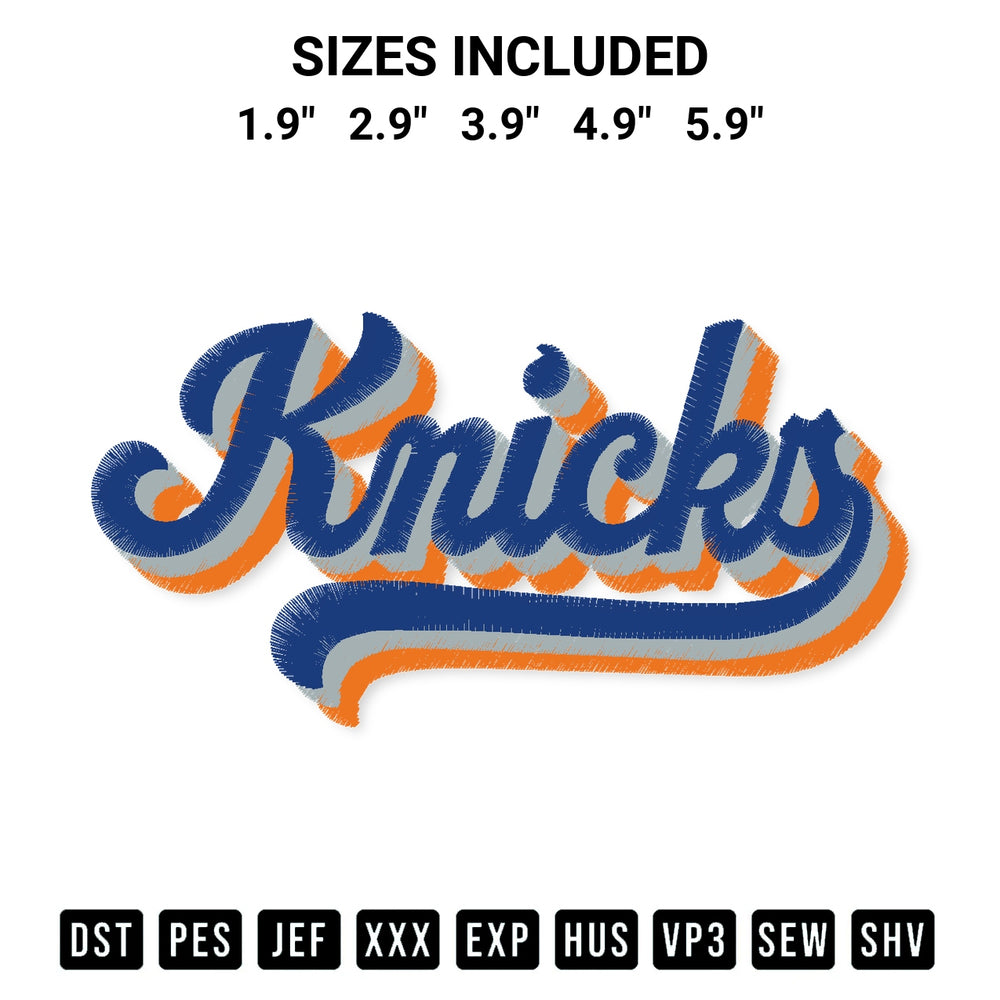 Transform your fabrics with the Knicks Nba Embroidery Design embroidery design. Instant access to premium digitized patterns at Designspacks.com. Available sizes: 1.9", 2.9", 3.9", 4.9", 5.9".