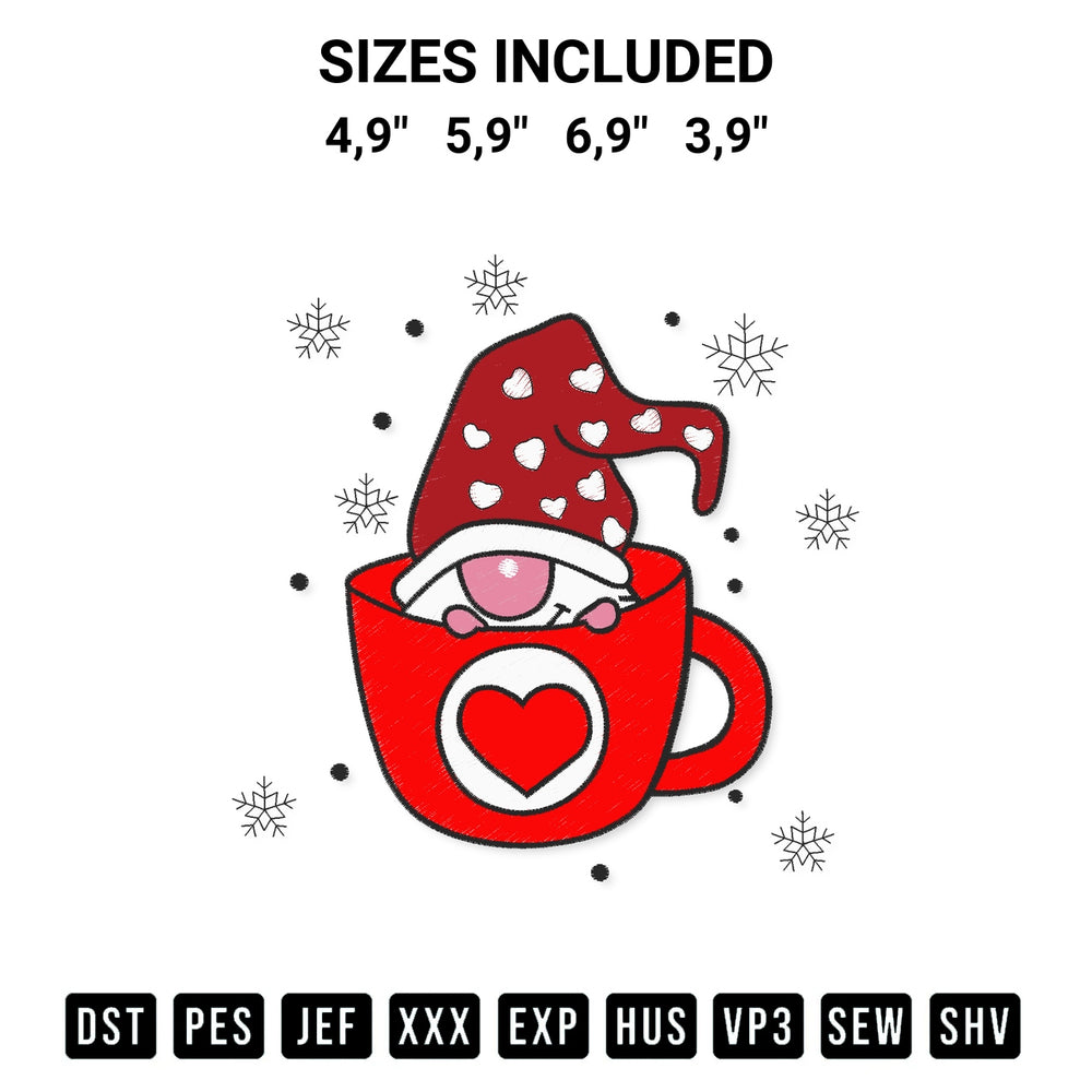Download the Elf Gnome In Cups Christmas Embroidery Design machine embroidery design exclusively at Designspacks.com. Premium digitized pattern for apparel and DIY crafts. Available sizes: 4,9", 5,9", 6,9", 3,9".