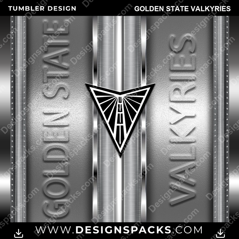 Basketball Metallic Golden State Valkyries Tumbler Digital Wrap Design