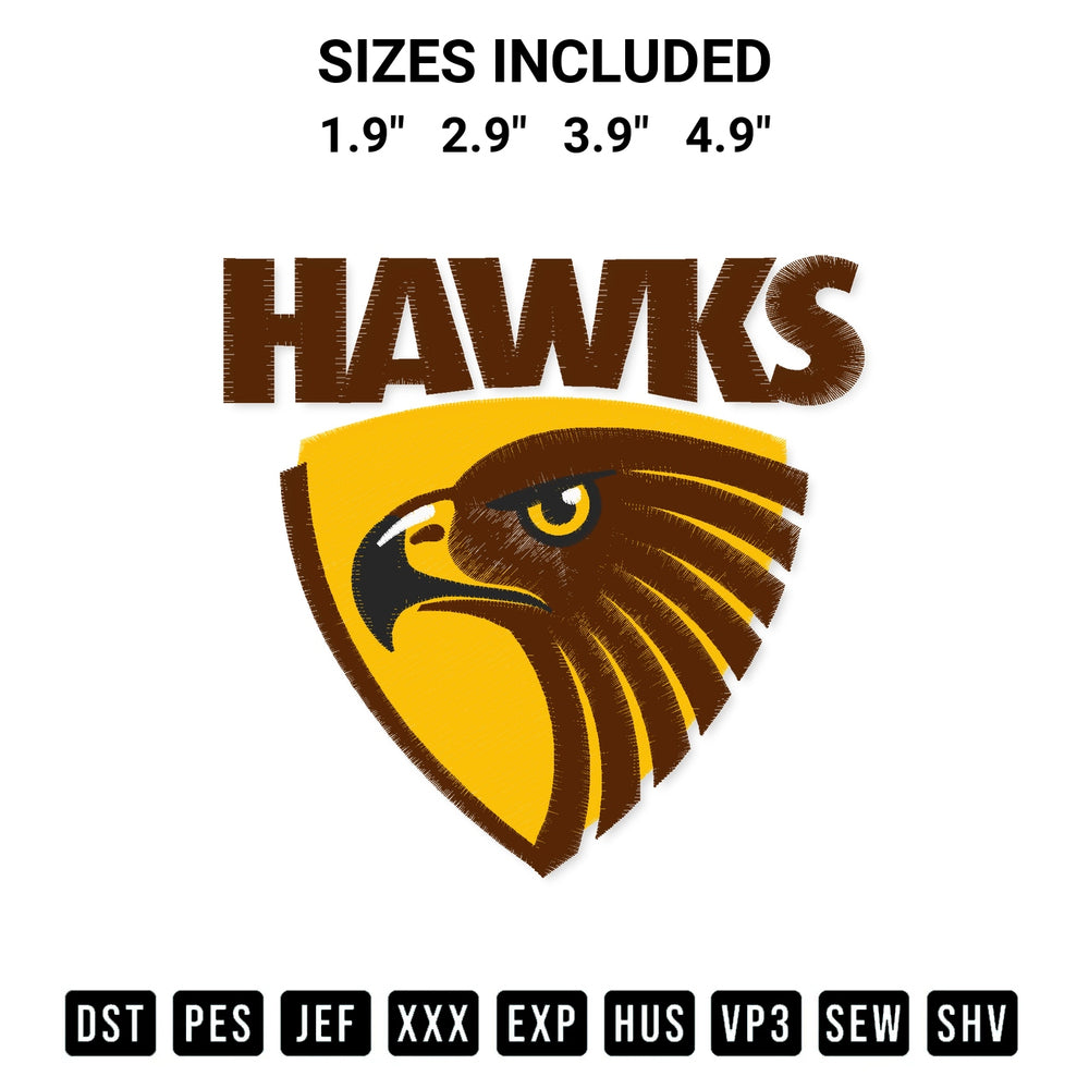 Transform your fabrics with the Hawthorn Football Club Logo Embroidery Design embroidery design. Instant access to premium digitized patterns at Designspacks.com. Available sizes: 1.9", 2.9", 3.9", 4.9".