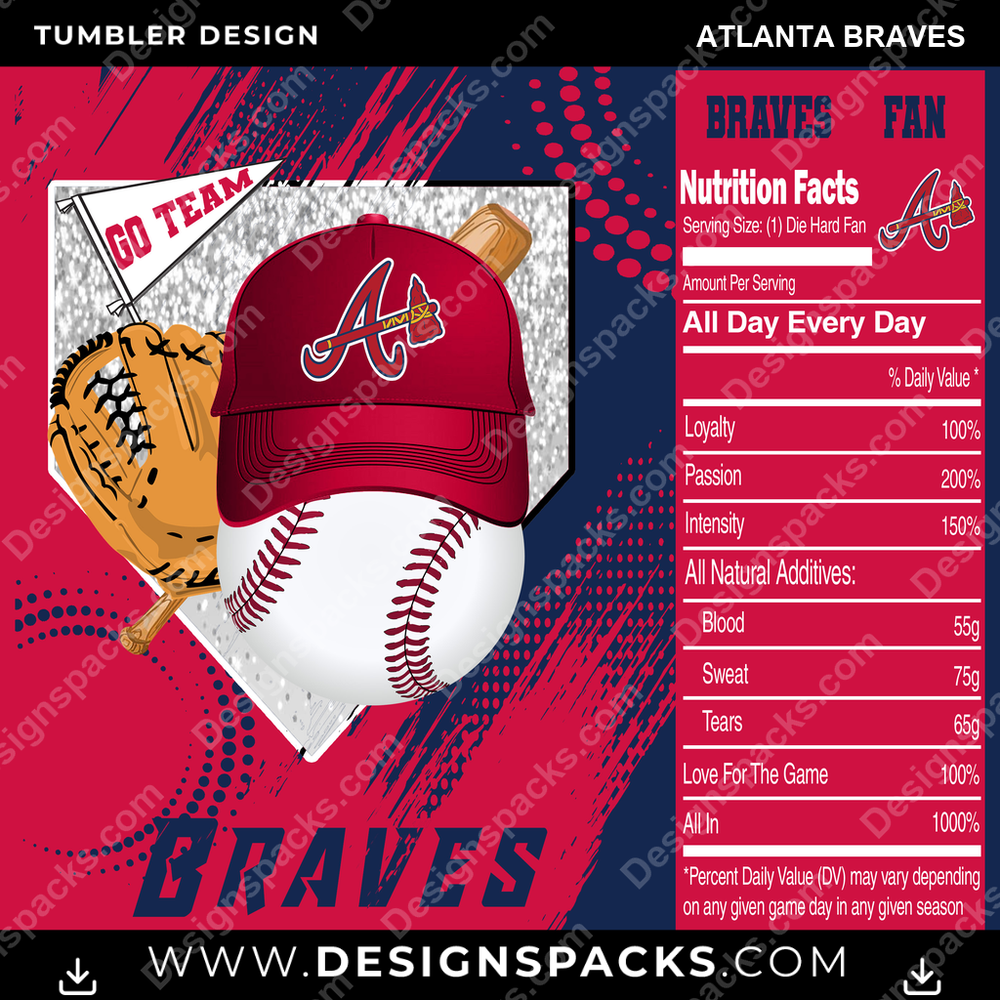 Baseball Team Fan Atlanta Braves Tumbler Digital Wrap Design