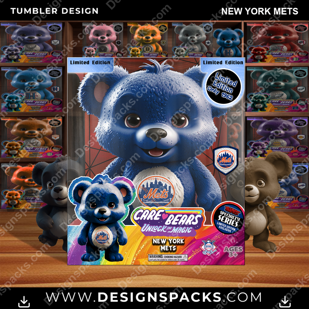 Baseball Care Bear Box New York Mets Tumbler Digital Wrap Design