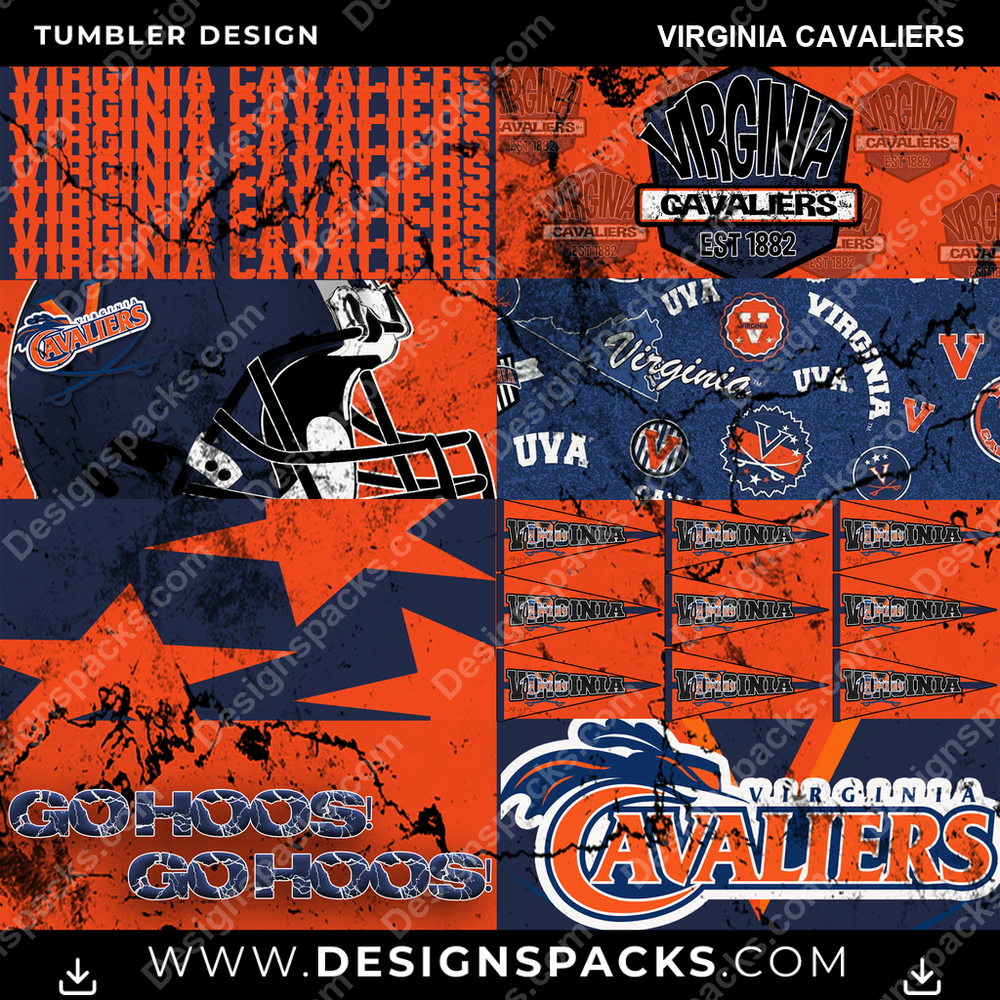College Sport Distressed BG Virginia Cavaliers NCAA College Sport Tumbler Digital Wrap Design Download