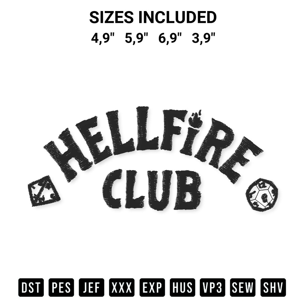 Shop the Hellfire Club Logo Embroidery Design machine embroidery pattern at Designspacks.com. Beautifully digitized for flawless stitching on any fabric. Available sizes: 4,9", 5,9", 6,9", 3,9".