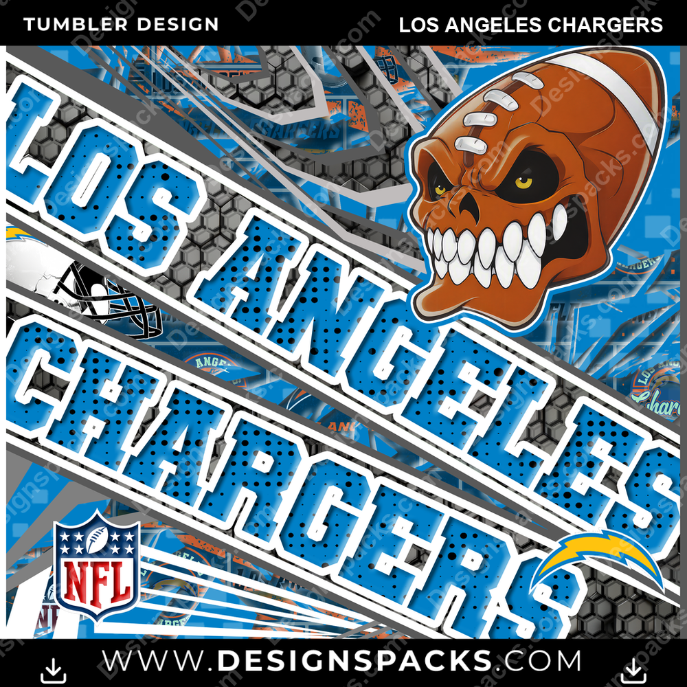 Football Angry Sports Los Angeles Chargers Tumbler Digital Wrap Design