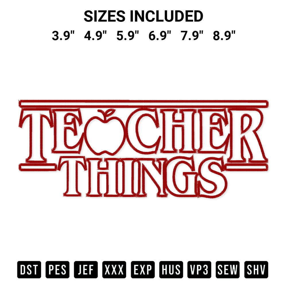 Stitch like a pro with the Teaching Things Embroidery Design embroidery pattern from Designspacks.com. High-quality digital machine embroidery file. Available sizes: 3.9", 4.9", 5.9", 6.9", 7.9", 8.9".