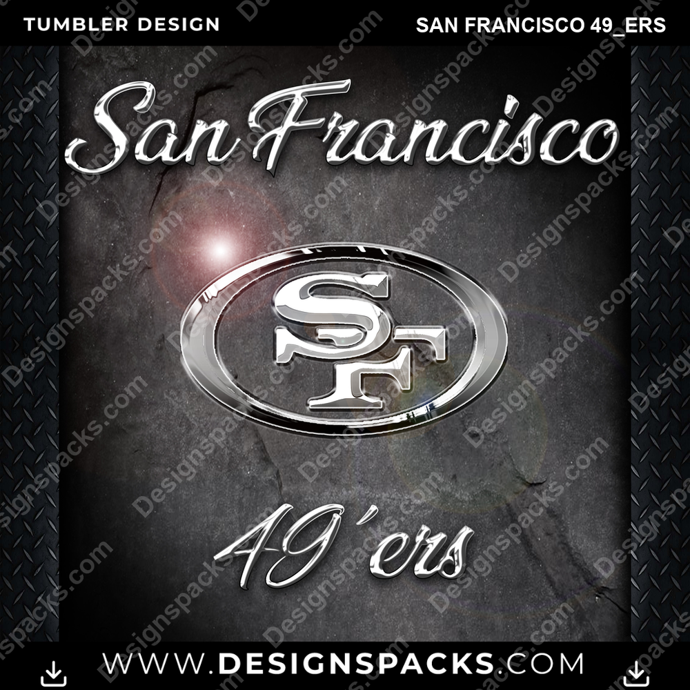 Football Chrome San Francisco 49ers NFL Football Tumbler Digital Wrap Design Download