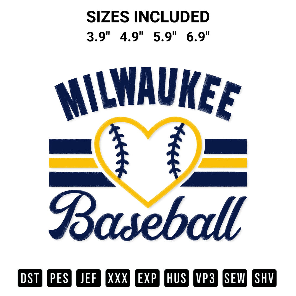 Looking for the perfect pattern? Download the Milwaukee Baseball Team Embroidery Design embroidery design today at Designspacks.com. Crisp, clean stitching guaranteed. Available sizes: 3.9", 4.9", 5.9", 6.9".