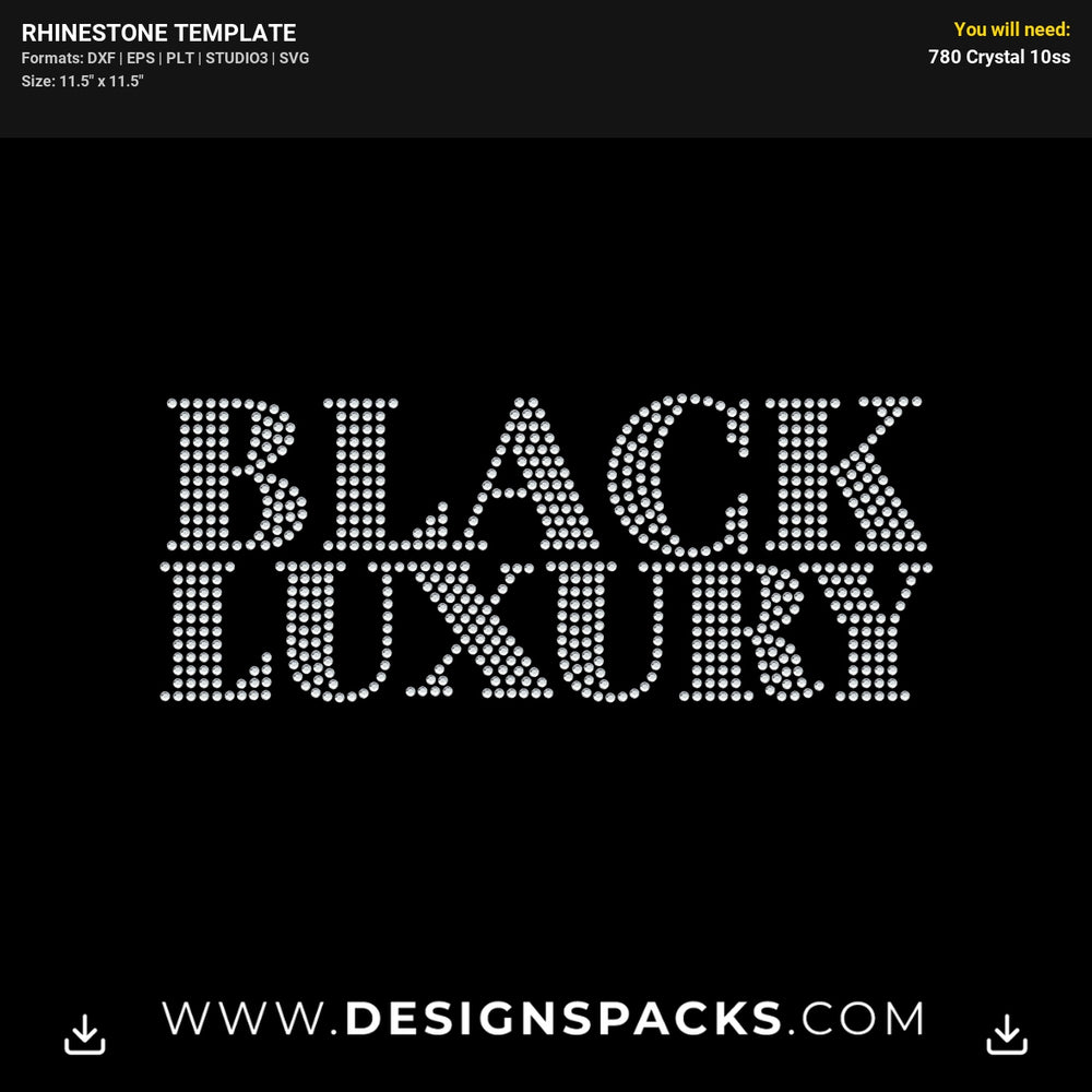 Black Luxury High Fashion Style Graphic Rhinestone Digital Template