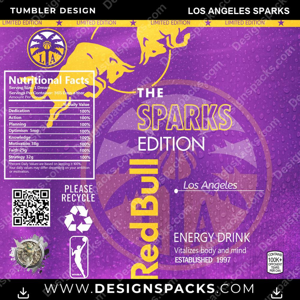 Basketball Red Bull Los Angeles Sparks NBA Basketball Tumbler Digital Wrap Design Download