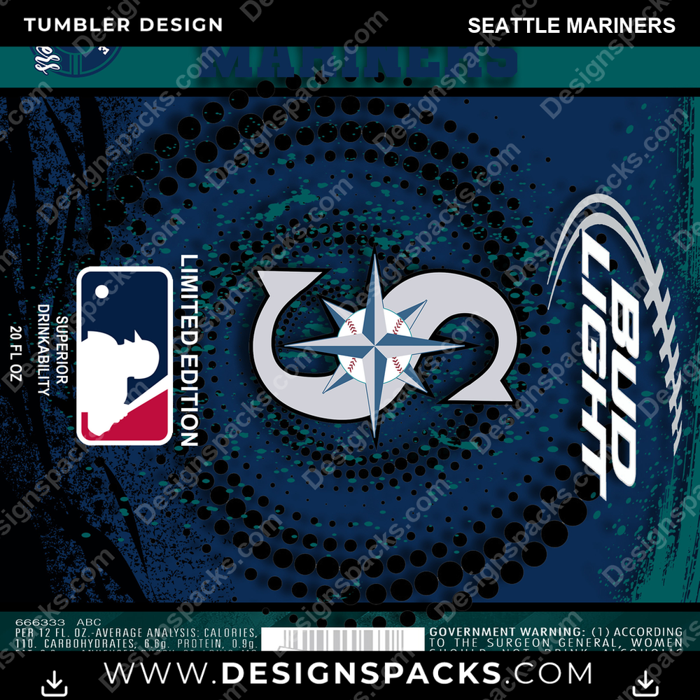 Baseball Bud Seattle Mariners Tumbler Digitales Wickeldesign