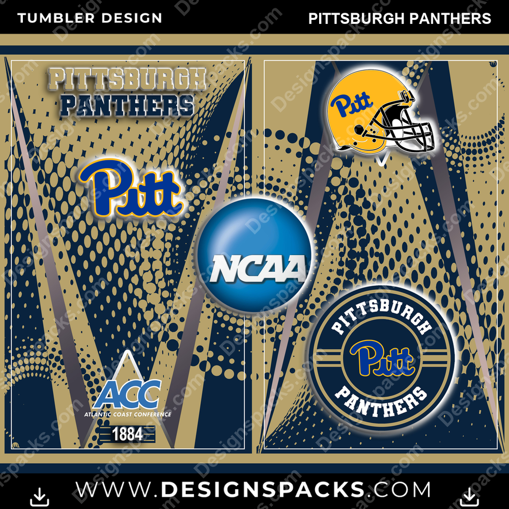 College Sport Team Logo Pittsburgh Panthers NCAA College Sport Tumbler Digital Wrap Design Download