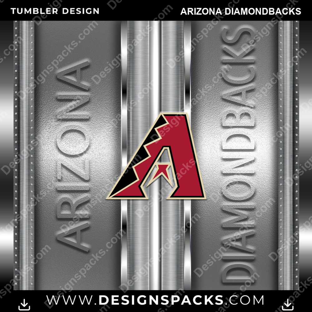 Baseball Metallic Arizona Diamondbacks Tumbler Digital Wrap Design