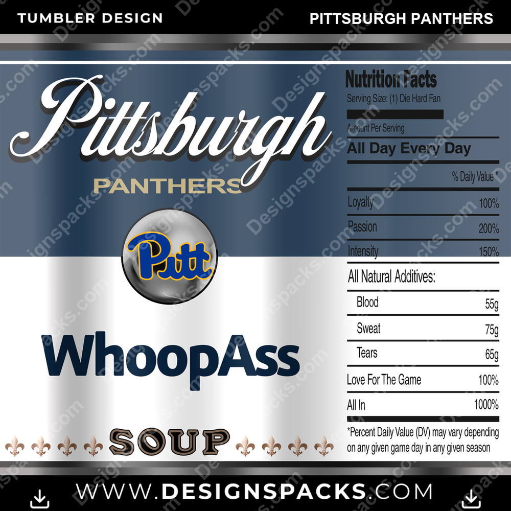 College Sport Soup Can Pittsburgh Panthers NCAA College Sport Tumbler Digital Wrap Design Download