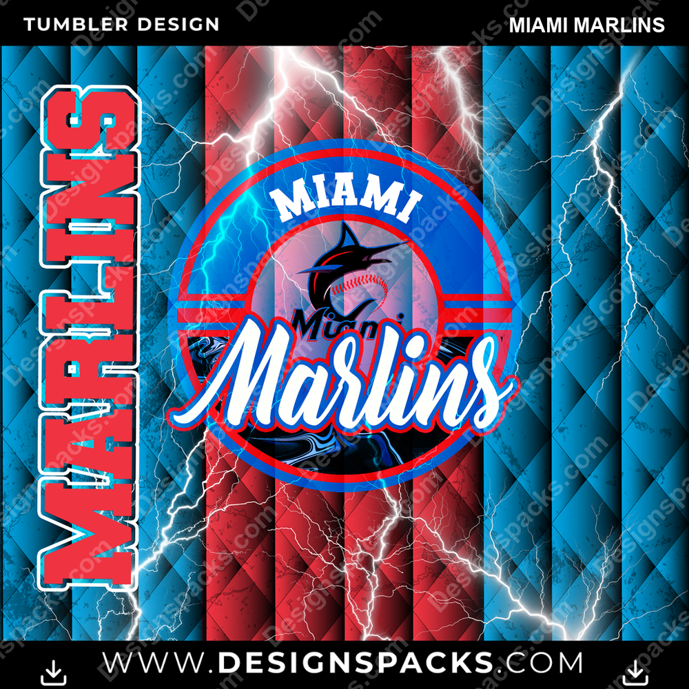 Baseball Diamond Miami Marlins Tumbler Digital Wrap Design