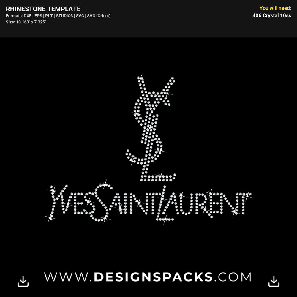 Yves Saint Laurent YSL Fashion Rhinestone Digital Template