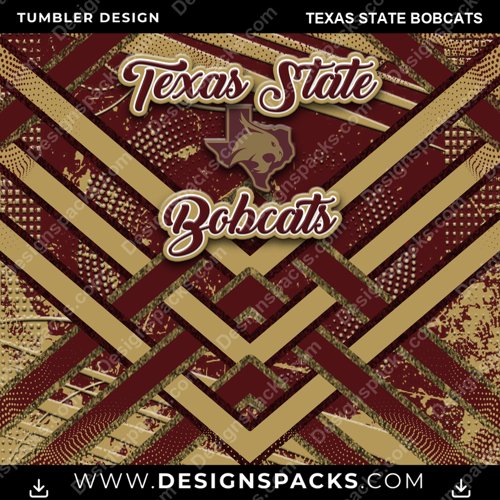 College Sport Glitter Stripe Texas State Bobcats NCAA College Sport Tumbler Digital Wrap Design Download
