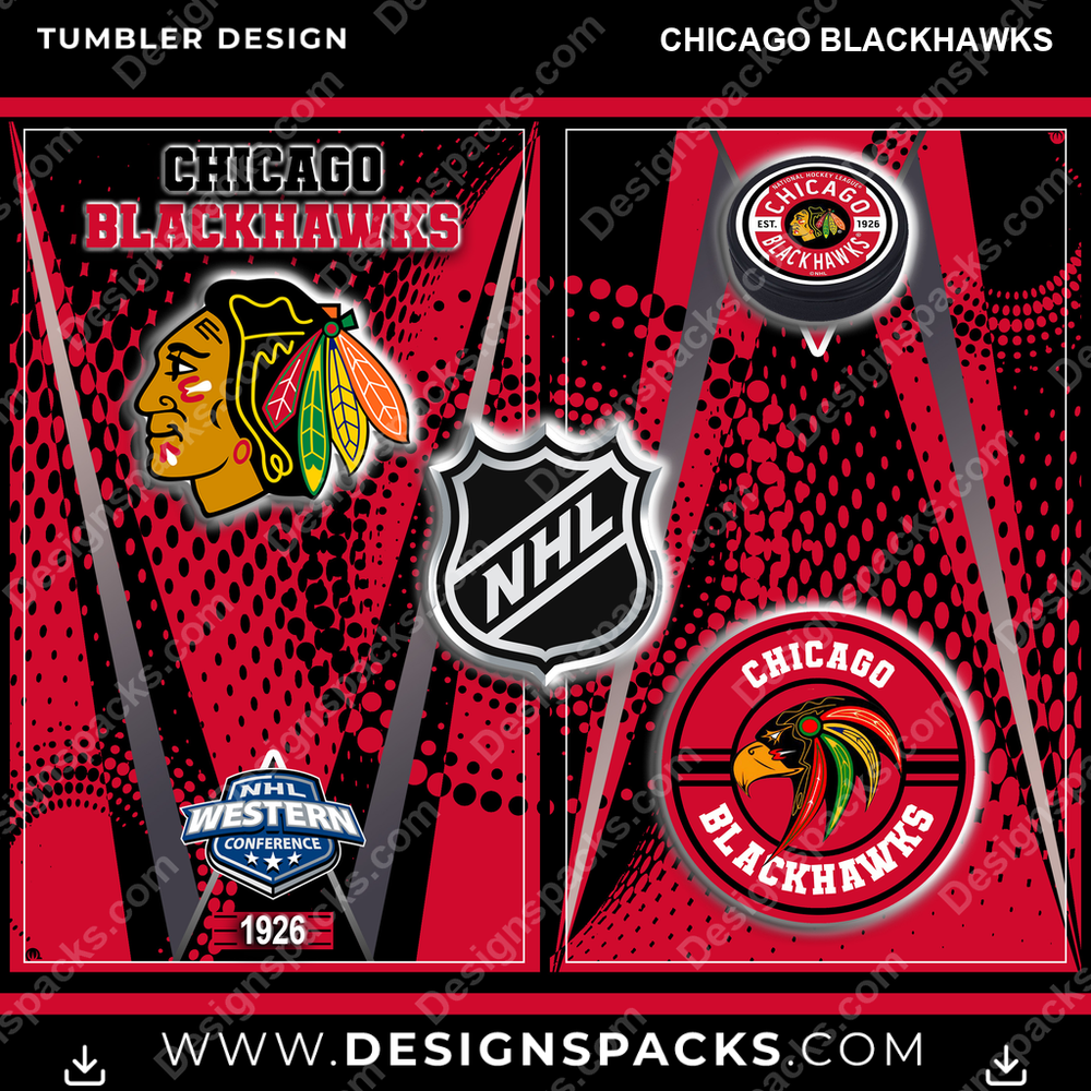 Ice Hockey Team Logo Chicago Blackhawks NHL Hockey Tumbler Digital Wrap Design Download