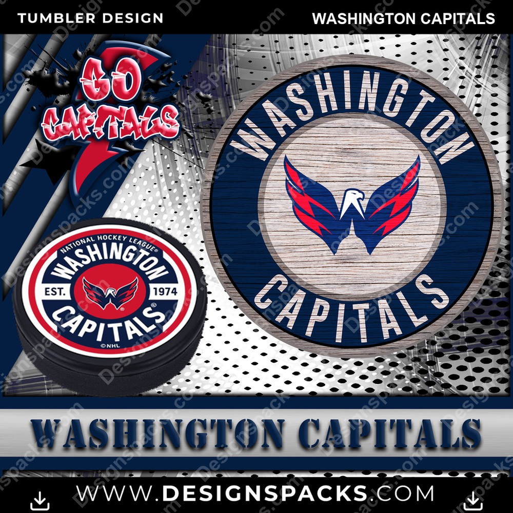 Hockey Go Team Washington Capitals Tumbler Digital Wrap Design
