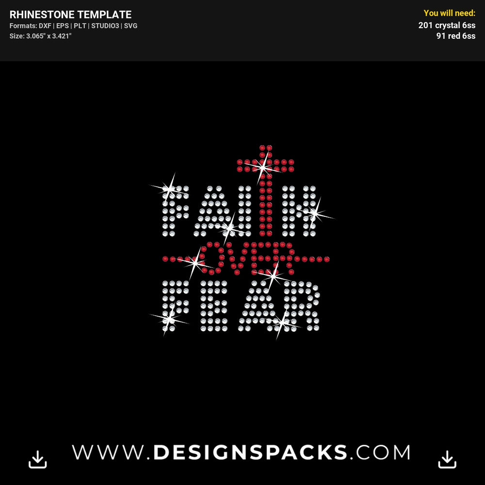 Faith Over Fear Face Mask2 Updated Rhinestone Digital Template