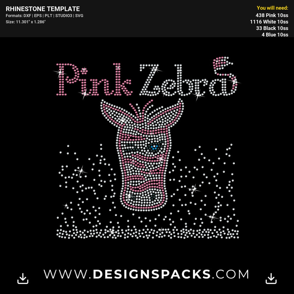 Pink Zebra Full Size Logo Rhinestone Digital Template