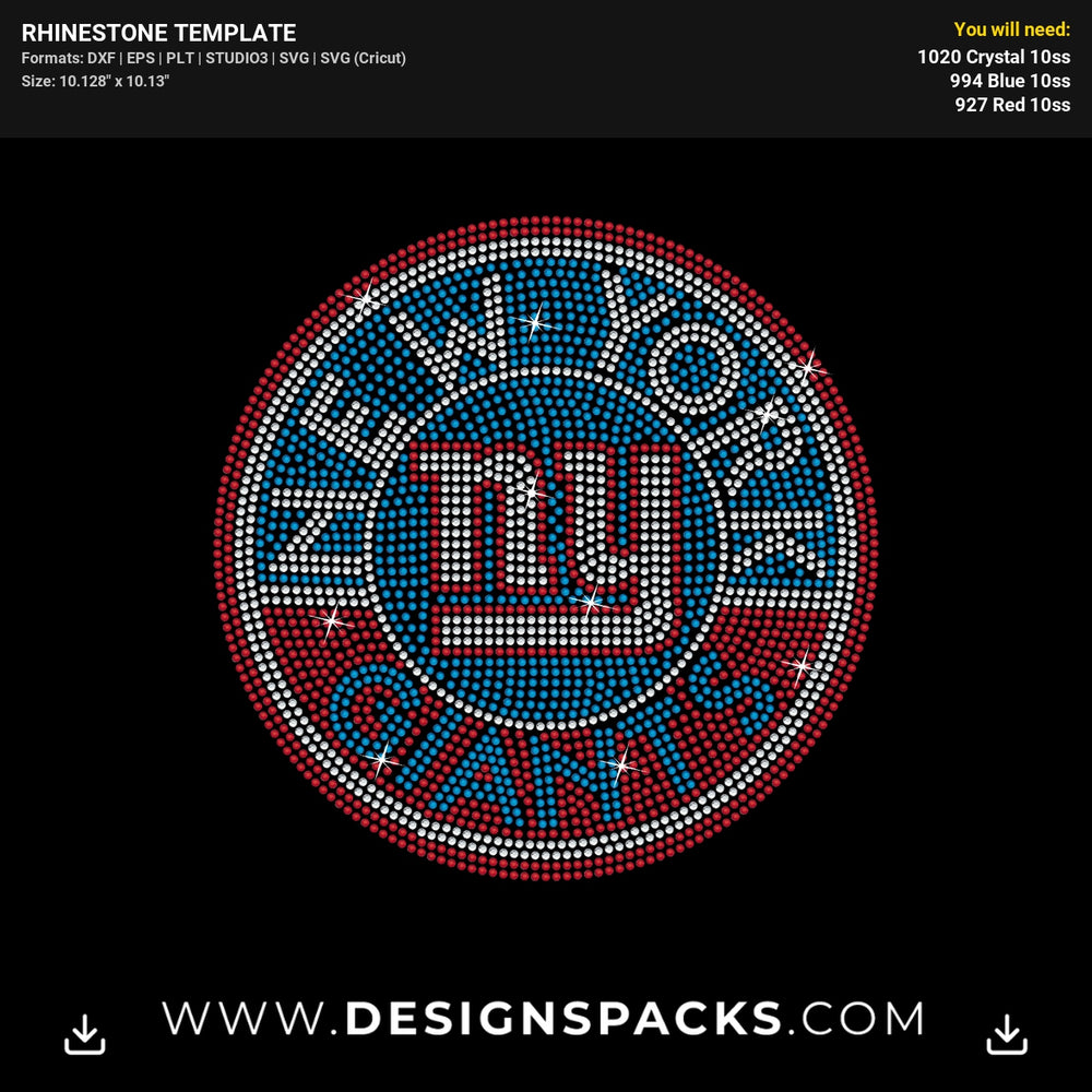 NY Giants Circle Logo Rhinestone Digital Template