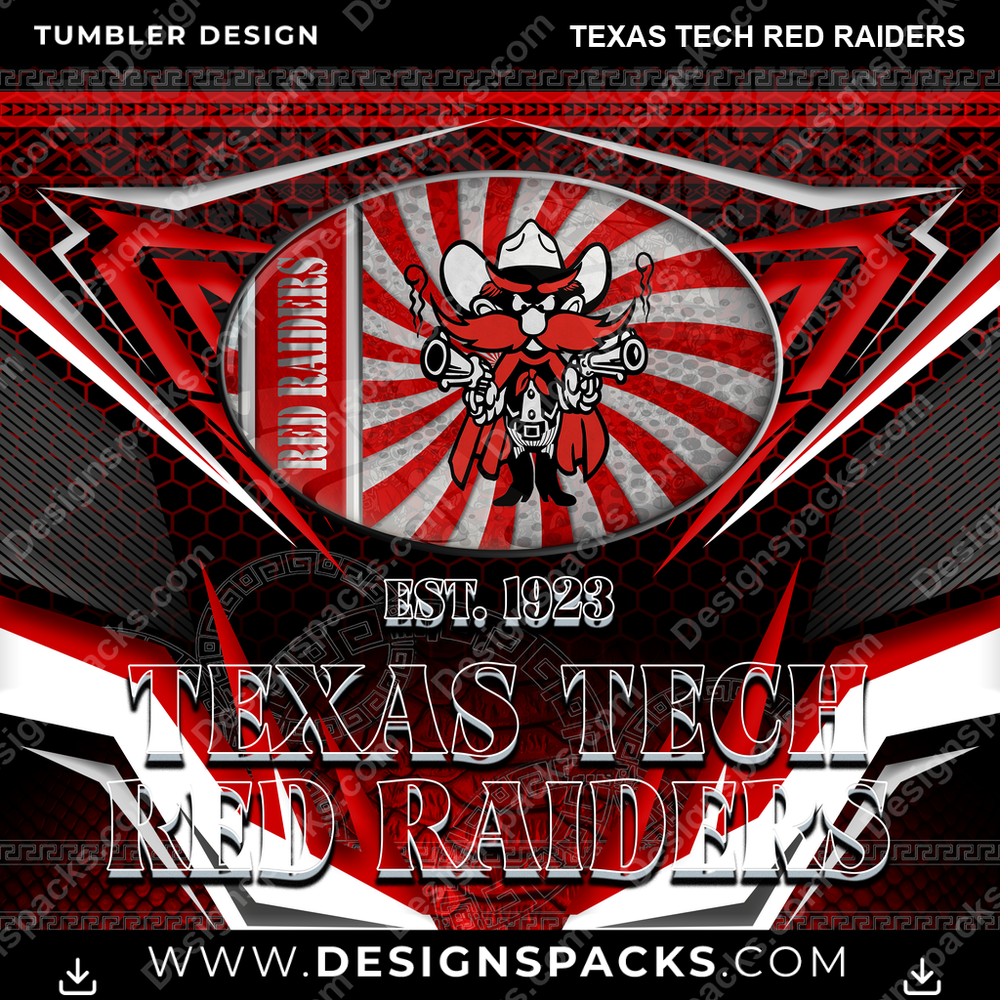 College Sport Tribal Texas Tech Red Raiders NCAA College Sport Tumbler Digital Wrap Design Download