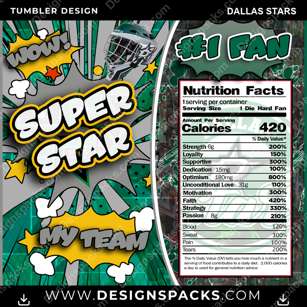 Hockey Super Team Dallas Stars Tumbler Digital Wrap Design
