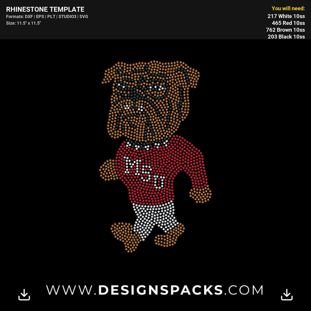Msu Miss State Bulldog Rhinestone Digital Template