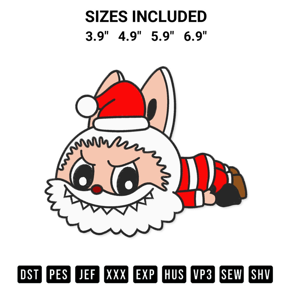 Shop the Labubu Santa Claus Funny Embroidery Design machine embroidery pattern at Designspacks.com. Beautifully digitized for flawless stitching on any fabric. Available sizes: 3.9", 4.9", 5.9", 6.9".